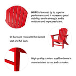 Elm PLUS 3-Piece Outdoor Patio Red HDPE Adirondack Chair and Side Table Set