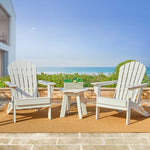 Elm PLUS 3-Piece Outdoor Patio White HDPE Folding Adirondack Chairs and 20"D Side Table Set