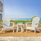 Elm PLUS 3-Piece Outdoor Patio White HDPE Folding Adirondack Chairs and 20"D Side Table Set