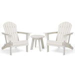 Elm PLUS 3-Piece Outdoor Patio White HDPE Folding Adirondack Chairs and 20"D Side Table Set