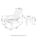 Elm PLUS 3-Piece Outdoor Patio White HDPE Folding Adirondack Chairs and 20"D Side Table Set