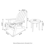Elm PLUS 3-Piece Outdoor Patio Pacific Blue HDPE Folding Adirondack Chairs and 20"D Side Table Set