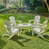 Elm PLUS 5-Piece Outdoor Patio White HDPE Adirondack Chair and Coffee Table Set