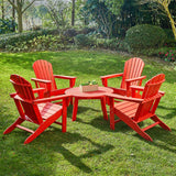 Elm PLUS 5-Piece Outdoor Patio Red HDPE Adirondack Chair and Coffee Table Set