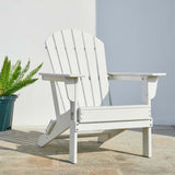 Elm PLUS 5-Piece Outdoor Patio White HDPE Folding Adirondack Chairs and 32"D Coffee Table Set