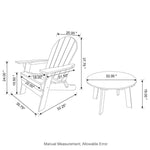 Elm PLUS 5-Piece Outdoor Patio White HDPE Folding Adirondack Chairs and 32"D Coffee Table Set