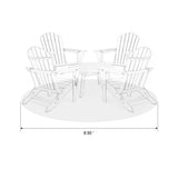 Elm PLUS 5-Piece Outdoor Patio White HDPE Folding Adirondack Chairs and 32"D Coffee Table Set