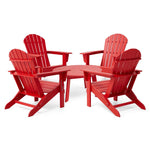 Elm PLUS 5-Piece Outdoor Patio Red HDPE Folding Adirondack Chairs and 32"D Coffee Table Set
