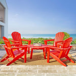 Elm PLUS 5-Piece Outdoor Patio Red HDPE Adirondack Chair and Coffee Table Set