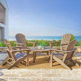 Elm PLUS 5-Piece Outdoor Patio Tan HDPE Adirondack Chair and Coffee Table Set