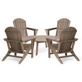 Elm PLUS 5-Piece Outdoor Patio Tan HDPE Adirondack Chair and Coffee Table Set