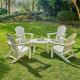 Elm PLUS 5-Piece Outdoor Patio White HDPE Folding Adirondack Chairs and 36"D Coffee Table Set