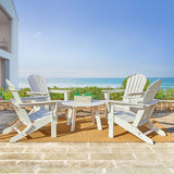 Elm PLUS 5-Piece Outdoor Patio White HDPE Folding Adirondack Chairs and 36"D Coffee Table Set