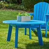 Elm PLUS 5-Piece Outdoor Patio Pacific Blue HDPE Folding Adirondack Chairs and 36"D Coffee Table Set