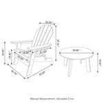 Elm PLUS 5-Piece Outdoor Patio Pacific Blue HDPE Folding Adirondack Chairs and 36"D Coffee Table Set
