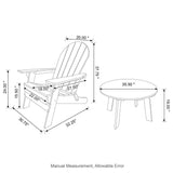Elm PLUS 5-Piece Outdoor Patio Pacific Blue HDPE Folding Adirondack Chairs and 36"D Coffee Table Set