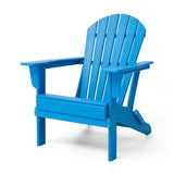 Elm PLUS 5-Piece Outdoor Patio Pacific Blue HDPE Folding Adirondack Chairs and 36"D Coffee Table Set