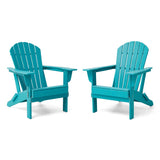 Elm PLUS Outdoor Patio Aqua HDPE Folding Adirondack Chair, Set of 2