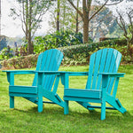 Elm PLUS Outdoor Patio Aqua HDPE Folding Adirondack Chair, Set of 2