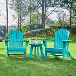 Elm PLUS Outdoor Patio Aqua HDPE Folding Adirondack Chair, Set of 2