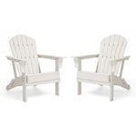 Elm PLUS Outdoor Patio White HDPE Folding Adirondack Chair, Set of 2