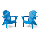 Elm PLUS Outdoor Patio Pacific Blue HDPE Folding Adirondack Chair, Set of 2