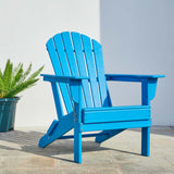 Elm PLUS Outdoor Patio Pacific Blue HDPE Folding Adirondack Chair, Set of 2