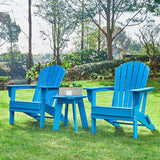 Elm PLUS Outdoor Patio Pacific Blue HDPE Folding Adirondack Chair, Set of 2