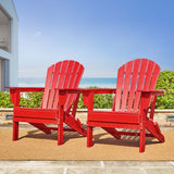 Elm PLUS Outdoor Patio Red HDPE Folding Adirondack Chair, Set of 2