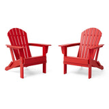 Elm PLUS Outdoor Patio Red HDPE Folding Adirondack Chair, Set of 2