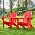 Elm PLUS Outdoor Patio Red HDPE Folding Adirondack Chair, Set of 2