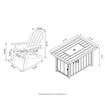 Elm PLUS 1 Piece 30000-BTU Tan Aluminum Propane Fire Pit Table and 4 Piece White HDPE Folding Adirondack Chairs