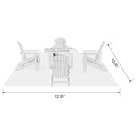 Elm PLUS 1 Piece 30000-BTU Tan Aluminum Propane Fire Pit Table and 4 Piece White HDPE Folding Adirondack Chairs