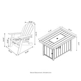 Elm PLUS 1 Piece 30000-BTU Black Aluminum Propane Fire Pit Table and 4 Piece Aqua HDPE Folding Adirondack Chairs