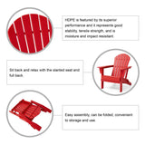 Elm PLUS 1 Piece 30000-BTU Black Aluminum Propane Fire Pit Table and 4 Piece Red HDPE Folding Adirondack Chairs