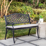 Elm PLUS Cast Aluminium Outdoor Patio Bench with Beige Cushion