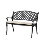 Elm PLUS Cast Aluminium Outdoor Patio Bench with Beige Cushion