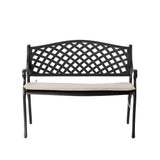 Elm PLUS Cast Aluminium Outdoor Patio Bench with Beige Cushion