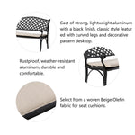 Elm PLUS Cast Aluminium Outdoor Patio Bench with Beige Cushion