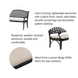 Elm PLUS Cast Aluminium Outdoor Patio Bench with Beige Cushion
