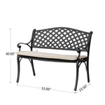 Elm PLUS Cast Aluminium Outdoor Patio Bench with Beige Cushion