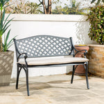 Elm PLUS Cast Aluminium Outdoor Patio Bench with Beige Cushion