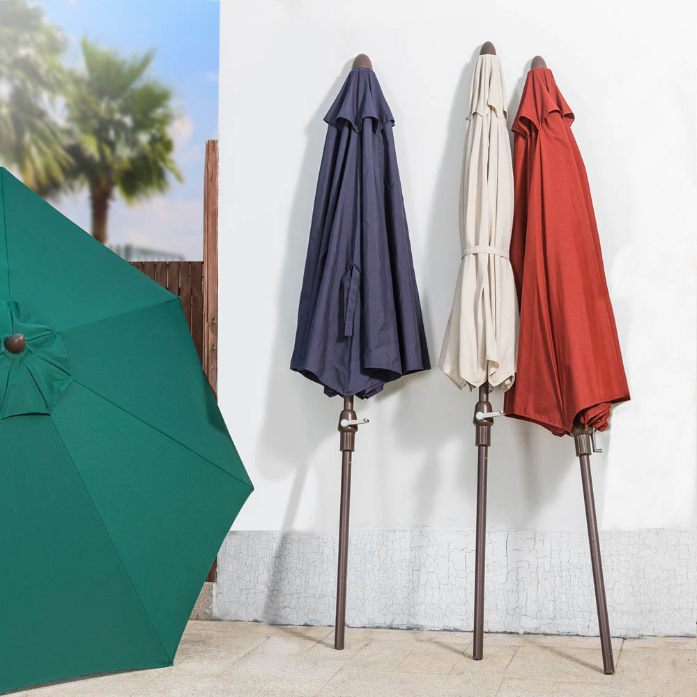 10 ft. Aluminum Auto Tilt Market Patio Umbrella in Navy Blue Olefin Canopy