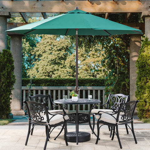 green 10 patio umbrella 10 ft. Aluminum Auto Tilt Market Patio Umbrella in Dark Green Olefin Canopy