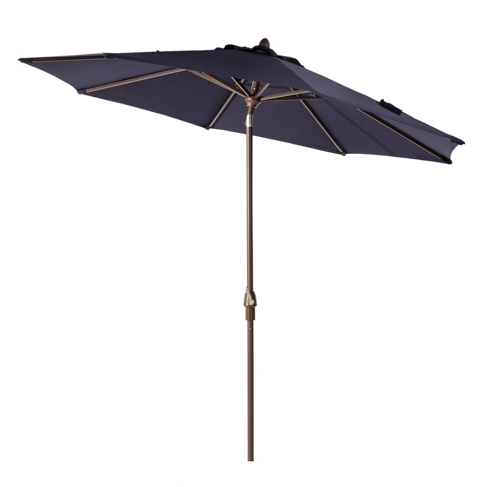 9 ft. Aluminum Auto Tilt Market Patio Umbrella in Navy Blue Olefin Canopy