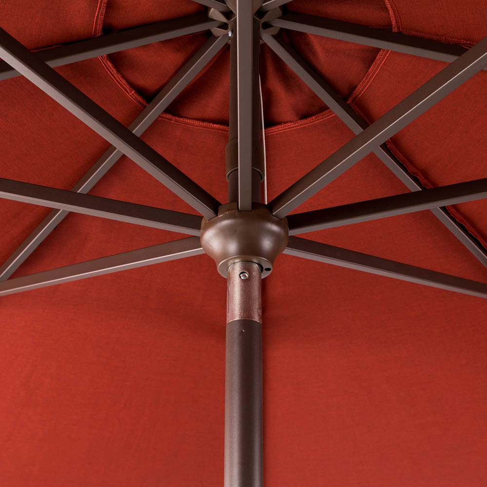 9 ft aluminum patio umbrella in quarry red 9 ft. Aluminum Auto Tilt Market Patio Umbrella in Wine Red Olefin Canopy