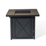 Elm PLUS 24.75"H X 30"W 50000-BTU Square Tiles Top Aluminum Propane Fire Pit Table with Polyester Cover