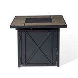 Elm PLUS 24.75"H X 30"W 50000-BTU Square Tiles Top Aluminum Propane Fire Pit Table with Polyester Cover
