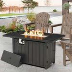 Elm PLUS 48"W 30000-BTU Black Aluminum Propane Fire Pit Table with Polyester Cover