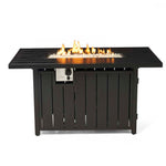 Elm PLUS 48"W 30000-BTU Black Aluminum Propane Fire Pit Table with Polyester Cover